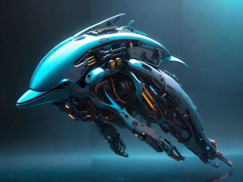 A cyberpunk mechanical Dolphin